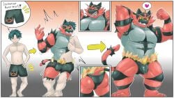 2026 abs anthro armpit_hair big_muscles big_pecs black_clothing black_underwear body_hair body_size_growth boxer_briefs boxer_briefs_only bulge burning butt claws clothed clothing detailed_bulge digital_drawing_(artwork) digital_media_(artwork) english_text erection felid feline fire flexing flexing_bicep fur fur_growth generation_7_pokemon genital_outline green_eyes grin growth heart_symbol huge_muscles human human_to_anthro ichigatsu_5 incineroar male mammal markings multi_frame_sequence muscle_growth muscular muscular_anthro muscular_male muscular_thighs nintendo pantherine pec_expansion pecs penis_outline pokemon pokemon_(species) red_body sequence sharp_teeth size_transformation smile snout snout_growth solo species_transformation stripes tail tail_growth teeth tenting text tiger tight_clothing topless transformation transformation_sequence transformative_clothing transformed_clothing underwear underwear_only yellow_sclera