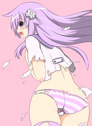 absurdres ass ass_cleavage butt_crack commentary_request female highres nepgear neptunia_(series) panties shikniful shimapan solo striped striped_panties torn_clothes underwear