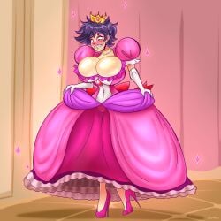 1boy androgynous asian big_breasts bimbofied blushed_face blushing brown_eyes brown_hair chastity_cage cleavage commission confused cosplay crossdressing crossdressing_(mtf) curvy_figure cute damsel_in_distress fake_breasts forced_feminization genderswap genderswap_(mtf) girly_boy girly_clothing isekai male nicky_peachynicky64 oc original_character peachynicky64 peril pink_clothing pink_high_heels princess princess_dress princess_peach princess_peach_(cosplay) royalty scared_expression sfw sissy sissyfication slemka snowbunny sparkles submissive super_crown twink white_gloves