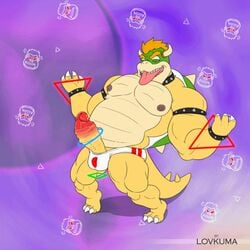 1boy animated bara bowser dragon erection handjob horns humanoid_penis lizard lovkuma male male_only mario_(series) muscles nintendo penis scalie shell solo super_mario_bros.