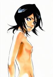 1girls accurate_art_style accurate_body_type ai_generated areolae bare_arms bare_shoulders black_hair bleach breasts cel_shading completely_nude completely_nude_female digital_media erect_nipples female female_focus female_only from_side grin hair_between_eyes highres kuchiki_rukia light-skinned_female light_skin line_art looking_at_viewer manga_style naked narrow_waist nipples nude nude_female out-of-frame_censoring parted_lips perky_breasts petite pink_nipples purple_eyes shiny_hair shiny_skin short_hair shoulder_length_hair side_view simple_background skinny slender_waist slim_waist small_breasts smile solo solo_female solo_focus standing tite_kubo_style upper_body white_background