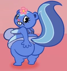 anthro ass barbequechicken big_breasts breasts buckteeth chubby female flower_in_hair hand_on_ass happy_tree_friends huge_ass mondo_media petunia_(htf) skunk thick_thighs wide_hips