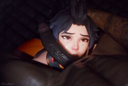 1boy 1girls 3d anran asian asian_female blowjob breasts chinese chinese_female dark-skinned_male dark_skin exposed_breasts female gladionanimated huge_cock interracial light-skinned_female light_skin male male/female nipples oral overwatch overwatch_2 penis pubic_hair sucking_balls veiny_penis