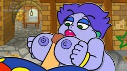 1boy 1girl 1girls animated areolae big_breasts boobjob boobs bracelet brokenrobot clothed_male clothed_male_nude_female cloud cloud_humanoid earrings edit eyeshadow gamecube gif green_eyes huge_breasts lips loop looping_animation madame_flurrie mario mario_(series) nintendo nipples nude_female paizuri paizuri_lead_by_female paper_mario paper_mario:_the_thousand-year_door penis puffy_lips purple_hair red_lipstick
