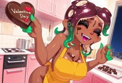 1girls ai_generated apron apron_only chocolate chocolate_on_breasts civitai dark-skinned dark-skinned_female female female_focus hylian_r34 large_breasts marina marina_(splatoon) naked_apron nintendo octoling splatoon splatoon_(series) splatoon_2 suction_cups tagme valentine's_day
