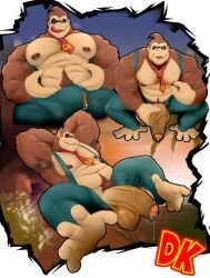 anthro armpit armpit_hair armpits balls bara big_penis boner bulge donkey_kong donkey_kong_(series) donkey_kong_bananza erection flaccid furry gorilla hands_behind_head lionhearf03 male male_only muscles muscular musk nintendo overalls penis solo solo_male sweat sweating