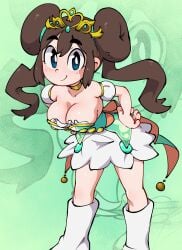 1girls blush breasts cleavage creatures_(company) eyelashes female female_only game_freak hair_between_eyes highres huge_breasts jellot leaning_forward legs looking_at_viewer nintendo pokemon pokemon_(game) pokemon_bw2 pokemon_masters pokemon_masters_ex rosa_(champion)_(pokemon_masters) rosa_(pokemon) smile solo teenage_girl