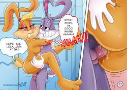 balls breasts bugs_bunny comic female lola_bunny looney_tunes male misterkrait mrkrait nude penis rabbit sex text the_looney_tunes_show