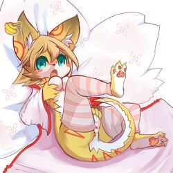 2014 absurd_res anthro anus blue_eyes blush breasts censored clothing costom10 female fur hair heart heart_censor hi_res kemono legwear looking_at_viewer pussy socks solo young