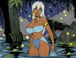1girls atlantis:_the_lost_empire big_breasts breasts cleavage dark-skinned_female dark_skin disney female female_only jaywilliamzart kida large_breasts solo white_hair