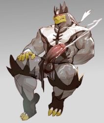 2026 absurd_res anthro balls blush bodily_fluids cum cum_string digital_drawing_(artwork) digital_media_(artwork) ejaculation fur generation_8_pokemon genital_fluids genitals grey_background grey_body grey_fur hi_res legendary_pokemon male muscular muscular_anthro muscular_male nintendo orgasm_face penis pokemon pokemon_(species) simple_background single_strike_style_urshifu solo urshifu vein veiny_penis zhengshizi