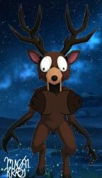 2026 99_nights_in_the_forest anthro big_nipples brown_body deer deer_(99_nights_in_the_forest) digital_drawing_(artwork) edit edited eyelashes female genderswap giant_breasts munchykirby1 night no_belly_button open_mouth roblox roblox_game shy_expression tagme vagina video_game