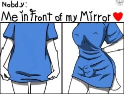 anthro artist_name big_breasts blue_clothing breasts bulge clothed clothing colored dated digital_drawing_(artwork) digital_media_(artwork) english_description english_text fur hi_res line_art nipple_outline rafat4t signature solo tail text unknown_species white_body white_fur ych_(character)