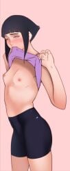 1girls bangs black_hair black_shorts blunt_bangs blush bodily_fluids bra breasts byakugan camisole camisole_lift clothes_in_mouth clothes_lift clothing covered_erect_nipples cowboy_shot embarrassed embarrassed_female erect_nipples erect_nipples_under_clothes female female_only fit_female half-closed_eyes high_resolution hinata_hyuuga hyuuga_hinata hyuuga_hinata_(genin) in_profile jnsdh lifted_by_self light_purple_eyes looking_at_viewer mouth_hold naruto naruto_(classic) naruto_(series) nipples no_bra nose_blush pink_background png purple_camisole purple_eyes shirt shirt_in_mouth shirt_lift short_hair shorts sidelocks simple_background skindentation small_breasts solo spats standing sweat sweatdrop tank_top topless topless_female underwear very_high_resolution white_eyes