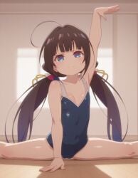 ai_generated bare_legs beautiful_girl blue_eyes brown_hair flat_chest gymnastics heavenly_ass heavenly_body hinatsuru_ai long_hair open_legs perfect_body petite_female posing pretty_girl sexy_pose slim_female slim_waist slutty_body slutty_female small_breasts temptation tempting_viewer