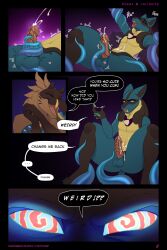 2:3 absurd_res avian balls beak bird blue_body blue_fur bodily_fluids canid canine comic comic_panel cum cum_on_self cumshot ejaculation english_text erection feathers fur generation_4_pokemon genital_fluids genitals hi_res lucario mammal masturbation multi_panel nintendo nootkep orgasm penile penile_masturbation penis pokemon pokemon_(species) sex speech_bubble tentacle tentacle_masturbation tentacle_sex text