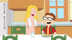 accurate_art_style american_dad big_breasts blonde_hair breasts casual eyewear female francine_smith gp375 hair human incest male milf pale_skin steve_smith wristwear