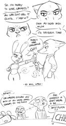 alec8ter black_and_white buckteeth canine clothed clothing comic controller cum cum_on_face dialogue disney ears_down english_text female fox humor judy_hopps lagomorph male mammal monochrome necktie nick_wilde open_mouth orgasm panties police_badge police_uniform pussy pussy_juice rabbit remote_control sex_toy smile speech_bubble teeth text underwear uniform vibrator zootopia