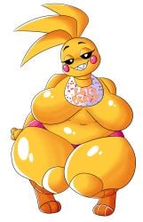 animatronic animatronic_female beakless big_belly big_breasts caffeine-demon chicken chicken_girl fat fat_female featureless_breasts female five_nights_at_freddy's five_nights_at_freddy's_2 fnaf overweight overweight_female phasianid robot robot_girl scottgames solo toy_chica_(fnaf) yellow yellow_skin