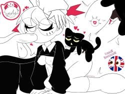 1girls 2boys aira_(offscript) all_fours arthur_(offscript) bestiality bestiality_impregnation blowjob bluejellyjelly2 brother_and_sister cat creampie cum cum_inside feline fellatio feral feral_on_female feral_penetrating glasses hearts impregnation incest interspecies kneeling monochrome offscript on_the_floor one_eye_closed sex sex_from_behind size_difference sketch vaginal_penetration vaginal_sex white_hair zoophilia