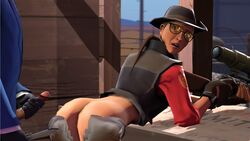 1boy 1girls 3d ass bent_over bluemonday64 butthole female femsniper from_behind human human_female human_male human_only imminent_rape imminent_sex looking_back male penis presenting_butthole ripped_pants rule_63 sex sniper_(team_fortress_2) spy_(team_fortress_2) straight surprise_buttsecks surprise_buttsex team_fortress team_fortress_2 unseen_male_face video_games