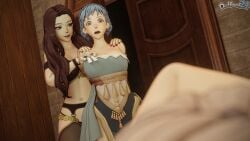 4girls alternate_hairstyle bare_arms bare_legs bare_shoulders bare_thighs black_bra black_panties black_thighhighs blonde_hair blue_dress blue_hair bra breasts brown_hair caught cleavage collarbone completely_nude cunnilingus dancer dancer_(three_houses) dark_brown_hair dochaunt24 door dorothea_arnault dress duo_focus earrings female female_only fire fire_emblem fire_emblem:_three_houses fire_emblem_warriors:_three_hopes garter_straps green_eyes grin group_sex half-closed_eyes hands_on_another's_shoulders hands_up hilda_valentine_goneril imminent_sex implied_cunnilingus implied_sex indoors large_breasts leg_lock legs light-skinned_female light_blue_hair light_skin long_hair looking_down marianne_von_edmund mercedes_von_martritz multiple_girls nail_polish naughty_face navel nintendo nude nude_female open_door open_mouth orgy panties pillow post-timeskip red_nails sex shocked short_hair shoulders stomach surprised textless_version thick_thighs thighhighs thighs underwear voyeur watching watching_sex wide-eyed wide_eyed yuri