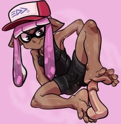 5_toes animal_humanoid anthro armpit bare_arms barefoot cap cephalopod cephalopod_humanoid dark-skinned_female dark_skin feet female female_only foot_fetish foot_focus footjob fully_clothed highlighted_soles humanoid inkling inkling_girl laura_(splatoon) mask_(marking) nintendo pink_eyes pink_hair pointy_ears pseudo_hair reathroch soles splatoon splatoon_(series) squid sweat sweaty_feet tentacle tentacle_hair toes