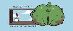 anus anus_peek ass ass_focus creeper fat_ass focus focus_on_ass minecraft minecraft_painting mojang nsfwoaf one_color_background pussy pussy_lips simple_background solo_focus tagme