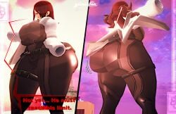 1girls 3d 3d_(artwork) ass ass_bigger_than_head ass_bigger_than_torso big_ass big_breasts bodysuit bottom_heavy breasts brown_hair brunette_hair busty dialogue fat_ass female female_only front_view gilmintan gluteal_fold huge_ass huge_breasts hyper hyper_ass jacket jacket_on_shoulders large_ass large_breasts massive_ass mitsuru_kirijo outdoors persona persona_3 png rear_view red_eyes solo text thick_ass thick_thighs thunder_thighs wide_hips