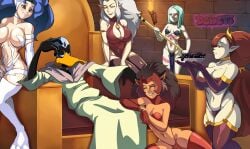 1boy 5girls ass big_breasts big_butt blue_hair blue_sclera breasts brown_hair cartoon_network cat_girl catgirl catra catra_(she-ra) cleavage crossover cyberpunk:_edgerunners cyberpunk_2077 cyborg daffy_duck darkstalkers demon disney dometi_art duck eastern_and_western_character eda_clawthorne felicia_(darkstalkers) female gilf green_eyes green_hair grey_hair harem hekapoo heterochromatic_scleras large_breasts long_hair looney_tunes male masters_of_the_universe multiple_girls netflix older_female rebecca_(edgerunners) red_hair she-ra_and_the_princesses_of_power slave slave_bikini slave_girl slave_outfit small_breasts star_vs_the_forces_of_evil the_looney_tunes_show the_owl_house throne throne_room wizard yellow_sclera younger_female