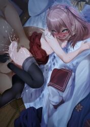 1boy 1girls absurdly_large_cock age_difference aroused ass blush breasts clothed_female_nude_male clothes_lift crying crying_with_eyes_open cum cum_in_pussy cum_inside cum_on_ass cum_on_body cum_overflow ejaculation embarrassed excessive_pussy_juice female female_ejaculation female_human female_orgasm femsub forced_orgasm fucked_silly fumihiko_(pixiv2658856) highres human human_male inui_sajuna larger_male light-skinned_female light_skin long_hair looking_pleasured male maledom mature_male nude older_male older_penetrating_younger on_bed on_side overwhelming_orgasm overwhelming_pleasure pale-skinned_female pale_skin penis perky_nipples petite petite_body petite_breasts petite_female pink_eyes pink_hair pussy pussy_juice pussy_juice_puddle rape school_uniform serafuku sex size_difference skirt small_breasts smaller_female sono_bisque_doll_wa_koi_wo_suru stained_sheets sweat teenage_female teenager thighhighs thrusting vaginal_penetration very_sweaty young young_female younger_female zettai_ryouiki
