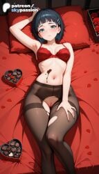 1girls 2026 ai_assisted ai_generated anime artist_name bed bed_sheet black_hair bottomless bra breasts bust explicit flower hair_ornament hairclip hi_res high_quality high_resolution highres kirigaya_suguha laying_down lying lying_on_back navel on_back on_bed pantyhose patreon patreon_username petals pillow red_flower red_rose rose rose_petals short_hair skypassion solo stable_diffusion sword_art_online sword_art_online:_alicization torn_clothes torn_legwear watermark