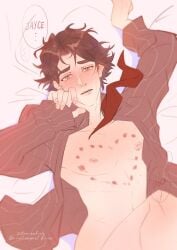 1boy 2boys 2d_(artwork) arcane arcane_jayce arcane_viktor bed bedroom before_sex bite bite_mark_on_breast bite_marks bow brown_hair bruises chest color colored dark-skinned_male dialogue english_text gay gay_male hickey hickey_marks hickies implied_sex jayce_talis kissing_chest laying laying_down league_of_legends light-skinned_male light_skin looking_at_partner looking_down looking_pleasured looking_up male male/male male_focus male_only moaning moaning_in_pleasure mole_above_mouth mole_on_body naked_male nipples no_penetration no_sex offscreen_character offscreen_male open_eyes pale-skinned_male pale_skin partially_clothed pink pov pov_eye_contact pov_male sex shirt_open shirt_up sketch skinny_male solo_male submissive submissive_male thigh twink valentine valentine's_day viktor_(league_of_legends) white white_background white_bra white_panties yaoi