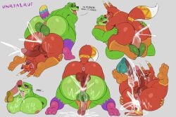 anal anal_sex animal_genitalia animal_penis anthro anus artist_name ass balls big_balls big_muscles big_pecs big_penis black_text blue_balls bodily_fluids butt_grab closed_eyes cum cum_in_ass cum_in_mouth cum_inside cum_on_chest cum_on_penis cum_on_tongue cum_while_penetrated dialogue duo equine_genitalia equine_penis erection faceless_character feet fergy_fudgehog foot_fetish foot_on_balls foot_play footjob footjob_while_penetrating fudgehog fur genital_fluids genitals green_balls green_body green_fur grey_background hand_on_butt hi_res male male/male multiple_positions muscular muscular_bottom nude onomatopoeia open_mouth oral orange_feet paulie_pretztail pecs penetration penis penis_size_difference pink_feet plap_(sound) purple_text raised_tail rareware red_balls red_body red_fur sex simple_background sound_effects spreading tail text tongue tongue_out unrealrui versatile viva_pinata yellow_balls