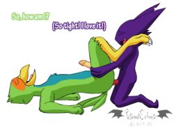 anal anal_sex anthro avian balls beak closed_eyes duo english_text male nintendo penetration penis pokemon sableye simple_background text vibrantechoes video_games yaoi