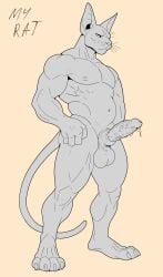 animal_genitalia animal_penis anthro balls belly biceps big_balls big_muscles big_penis biped bodily_fluids claws domestic_cat dripping erection felid feline feline_genitalia feline_penis felis finger_claws fingers genital_fluids genital_focus genitals hairless hairless_cat hi_res male male_anthro mammal muscular muscular_anthro muscular_male my_rat nipples nude pecs penile_spines penis plantigrade pointy_ears precum precum_drip precum_string presenting presenting_penis sheath slightly_chubby slightly_chubby_anthro slightly_chubby_male solo sphynx_(cat) standing tail