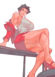 1girls abs anissa bare_arms bare_legs bare_shoulders bare_thighs big_breasts black_hair blue_eyes clothed clothing color female female_focus female_only fit_female hi_res huge_breasts invincible jewelry large_breasts light-skinned_female light_skin looking_at_viewer massive_breasts muscles muscular muscular_female muscular_legs official_alternate_costume rebigaki_art sexy sexy_female sexy_pose short_hair solo solo_female tagme thick_thighs yknivel