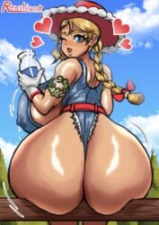 1girls 2d 2d_(artwork) alternate_breast_size areolae artist_name ass back bare_shoulders big_ass big_breasts big_butt big_thighs blonde_hair blue_eyes braids breasts bubble bubble_ass bubble_butt curvy erect_nipples erect_nipples_under_clothes eyelashes female female_only from_behind gamefreak gloves holding holding_bottle huge_ass huge_breasts huge_butt huge_thighs kitt_(pokemon) large_ass large_breasts large_butt light-skinned_female light_skin looking_at_viewer looking_back looking_pleasured massive_breasts nintendo open_mouth pokemon pokemon_champions ponytail r0771 renshirou renzaburo0771 rucola_(pokemon) shiny_ass shiny_breasts shiny_butt shiny_hair shiny_skin sideboob smile smiling_at_viewer solo solo_female solo_focus thick_ass thick_thighs thighs twin_braids wide_hips
