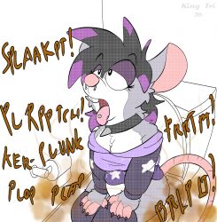 ahe_gao alternative_fashion anthro bottomwear bottomwear_down clothing collar facial_piercing fart female female_pooping gross hi_res implied_pooping implied_scat king-triangle looking_pleasured mammal mouse murid murine nose_piercing piercing relieved rodent septum_piercing solo sound_effects spiked_collar spikes tagme toilet toilet_use tongue tongue_piercing