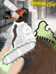 chainsaw chainsaw_man diaper feces humanoid hyper_feces hyper_messing hyper_scat scat stained_diaper tie urine using_diaper