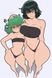 bandeau fubuki_(one-punch_man) one-punch_man sisters size_difference tagme tatsumaki thick_thighs tube_top tubetop