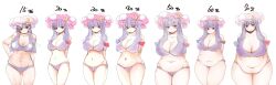 1girls bbw breast_expansion chubby chubby_female cleavage female female_only hironet horizontal_navel huge_breasts overweight overweight_female patchouli_knowledge sequence standing thick_thighs touhou underwear underwear_only voluptuous weight_gain wide_hips