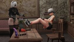 anal_beads bad_dragon blindfold cock dildo femboy feminine_male lowry_pose meme nier:_automata penis silly stockings yorha_2b yorha_9s zinker