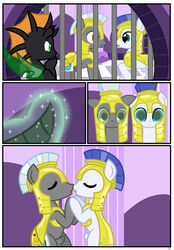 armor balls changeling comic duo equine fan_character feral friendship_is_magic group hooves horn horse hypnosis kissing magic male mammal mind_control my_little_pony pony pyruvate royal_guard_(mlp) smile tongue wings yaoi