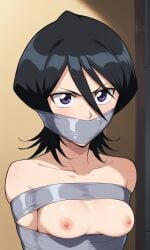 ai_generated bleach bondage bound breasts gag gagged kuchiki_rukia nude tape tape_bondage tape_gag taped_mouth