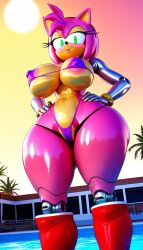 1robot_girl ai_generated amy_rose android anthro big_breasts breasts erect_nipples furry nipples_visible_through_bikini robot_humanoid roger1011 sonic_(series) sonic_the_hedgehog_(series) thick_thighs thighs thong_bikini