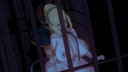 1boy 1girls 3d animated blonde_hair chains darkness_(konosuba) domination koikatsu kono_subarashii_sekai_ni_shukufuku_wo! large_breasts no_sound nude prison_cell prisoner satou_kazuma sex slave tagme video