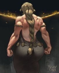 1girls back back_view big_ass big_breasts blonde_hair elden_ring female female_only fromsoftware milf muscular muscular_female queen_marika_the_eternal round_ass thick_thighs tight_clothing zupaoni