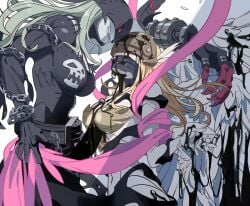 1futa 1girls against_wall angel angel_and_devil angel_wings angewomon armor assertive_female asymmetrical_clothes bare_shoulders belt big_breasts black_bodysuit black_mask blonde_hair blush bodysuit breastplate breasts catsuit chains claws cleavage clothed clothing clothing_cutout colored_skin covered_eyes covered_mouth demon_girl digimon digimon_(creature) duo erection eye_contact face-to-face fallen_angel feathered_wings feathers female futa_on_female futa_with_female futa_yuri_ryona futanari gloves grey_hair grey_skin hagoromo hand_on_wall head_wings helmet helmet_over_eyes holy_ring huge_cock human humanoid kabedon ladydevimon large_breasts leather_suit light-skinned_female light_skin long_hair looking_at_another mask mostly_nude multi_wing multiple_girls o-ring o-ring_belt open_mouth paizuri pink_ribbon red_eyes ribbon shawl skull_print smirk standing stitches stomach_cutout suggestive_fluid sweatdrop torn_bodysuit torn_clothes torn_wings white_bodysuit white_feathers white_wings winged_gloves winged_helmet wings wrist_wings yuri