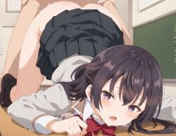 ai_generated anal anal_sex anus ass ass_focus big_ass big_breasts blush brown_hair classroom doggy_style doggy_style_position faceless_male harigane_mental incest kuze_masachika long_hair mosaic_censoring naughty_face naughty_smile purple_eyes pussy school_uniform schoolgirl suou_yuki tokidoki_bosotto_russian_de_dereru_tonari_no_alya-san